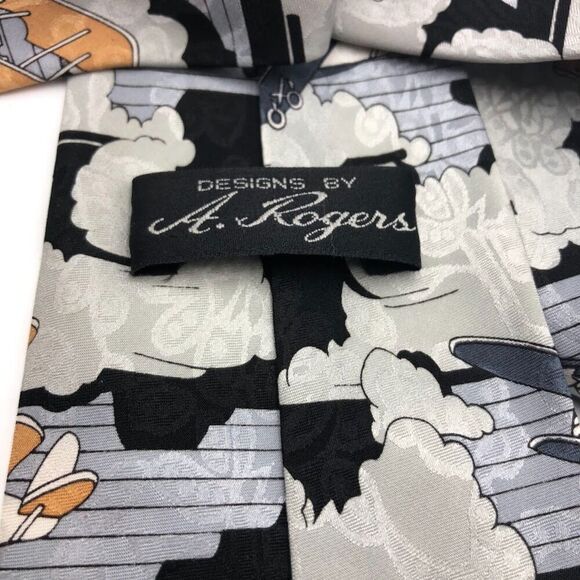 Vintage Designs by A Rogers Mens Neck Tie Airplane Aviation Pilot Retro Neckwear - Picture 5 of 6